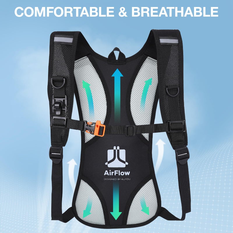 KUYOU Hydration Backpack with 2L Hydration Bladder Water Backpack for Hiking Hydration Pack for Running Cycling Hiking Festival Gear. - Image 5
